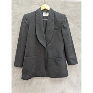 Dark Academia Wool Blend Blazer Womens 8P Kasper for ASL Charcoal Shawl Collar